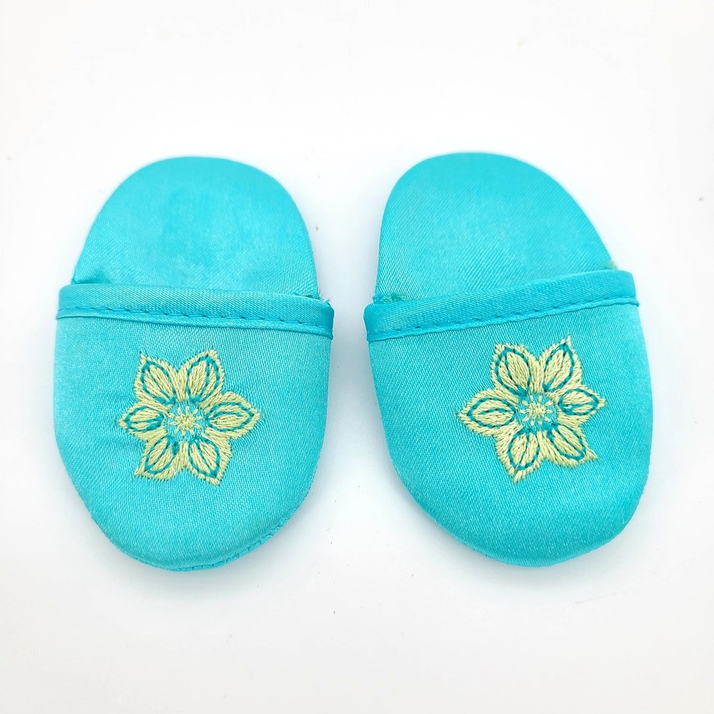 American Girl Doll AQUA BLUE SLIPPERS Shoes from Bell Sleeve Flower Pajamas